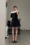 shushutong stitching A-type dress SS22DR08 white